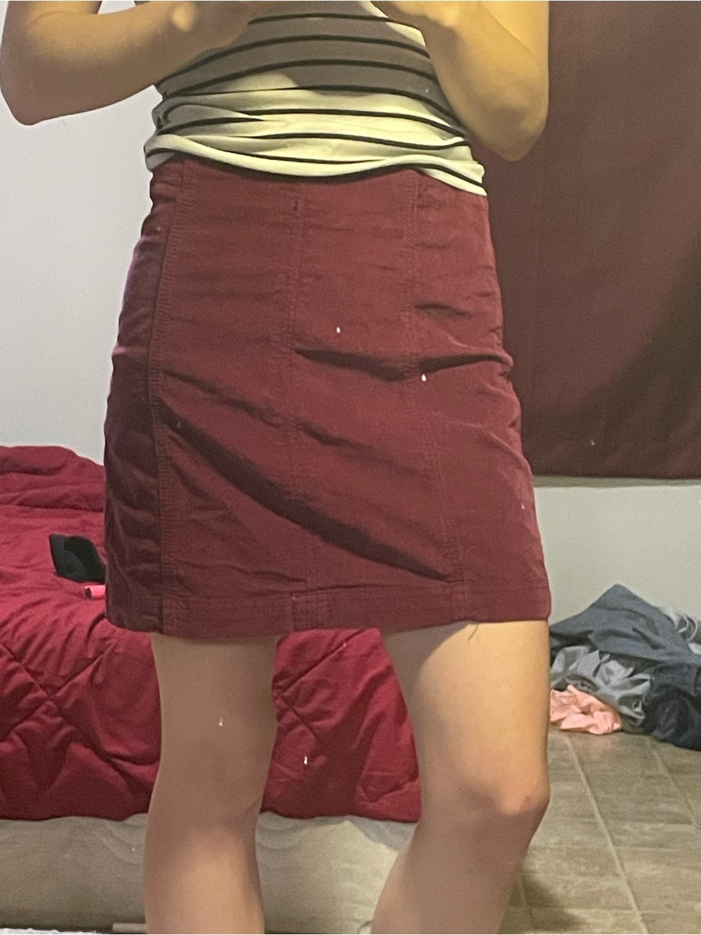 Free People Burgundy Corduroy Mini Skirt